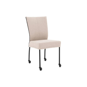 Goossens Eetkamerstoel Funk Zwarte Poten beige stof leuning en met wielenZwart skater wiel met zwarte kap, modern design