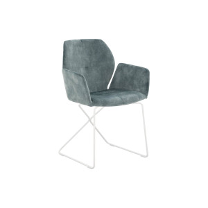 Goossens Excellent Eetkamerstoel Manzini groen velvet stof met armleuning, modern design