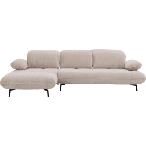 Goossens Excellent Bank Leandro wit, stof, 2,5-zits, modern design met chaise longue links