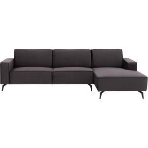 Goossens Hoekbank Hercules antraciet, stof, 2-zits, modern design met chaise longue rechts