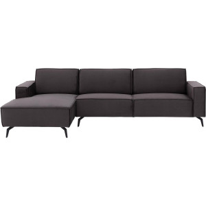 Goossens Hoekbank Hercules antraciet, stof, 2-zits, modern design met chaise longue links