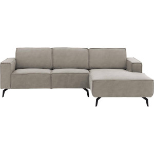 Goossens Hoekbank Hercules grijs, microvezel, 2-zits, modern design met chaise longue rechts