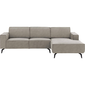 Goossens Hoekbank Hercules grijs, microvezel, 2,5-zits, modern design met chaise longue rechts