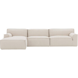 Goossens Excellent Bank Sens wit, stof, 1,5-zits, urban industrieel met chaise longue links