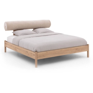 Goossens Bedframe Roll, Bedframe 160 x 210 cm met hoofdbord met gestoffeerde rol