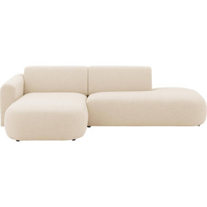 Goossens Basic wit, stof, modern design met chaise longue links