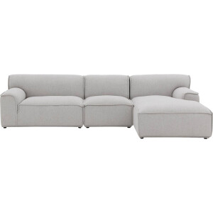 Goossens Excellent Elementenbank Sens bruin, stof, 1,5-zits, urban industrieel met chaise longue rechts