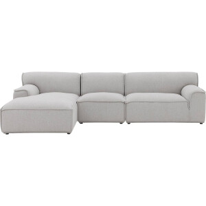 Goossens Excellent Elementenbank Sens bruin, stof, 1,5-zits, urban industrieel met chaise longue links