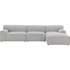 Goossens Excellent Elementenbank Sens bruin, stof, 1,5-zits, urban industrieel met chaise longue rechts