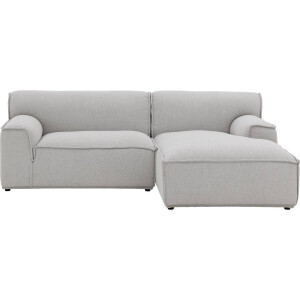 Goossens Excellent Elementenbank Sens bruin, stof, 1,5-zits, urban industrieel met chaise longue rechts