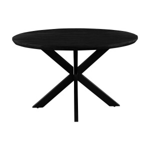 Goossens Eettafel Nilo rond, hout mango zwart, stijlvol landelijk, 120 x 76 x 120 cm