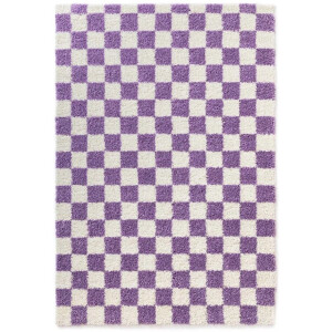 Checkerboard vloerkleed - Check ivoor/lila 300x400 cm
