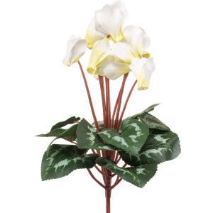 Emerald - Kunstplant Cyclamen wit/groen 30cm - Kunstplant voor binnen