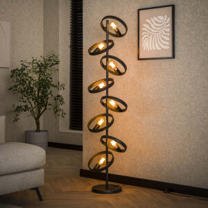 LifestyleFurn Vloerlamp 'Homer' 8-lamps, kleur Charchoal