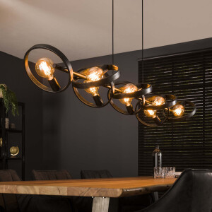 LifestyleFurn Hanglamp 'Homer' 8-lamps, kleur Charchoal