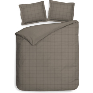 Heckettlane Taupe-Grey Dekbedovertrek Diamante 240x200-220 cm + 2 slopen 60x70 cm, gemaakt van 100% Katoen-Satijn