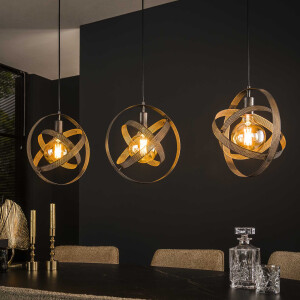 LifestyleFurn Hanglamp 'Brando' 3-lamps, kleur Artic Zwart