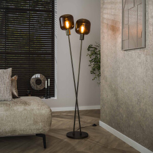 LifestyleFurn Vloerlamp 'Gill' 2-lamps, kleur Sienna brown