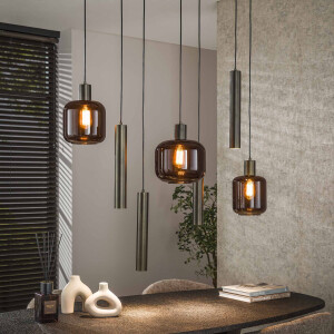 LifestyleFurn Hanglamp 'Gill' 4+3-lamps, kleur Sienna brown