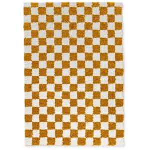 Checkerboard vloerkleed - Check ivoor/goud 100x200 cm