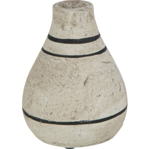 J-Line vaas Streep Terracotta - keramiek - beige/zwart - 2 stuks - 15 cm hoog