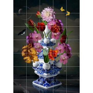 IXXI Heinen Delfts Blauw bright, Sander van Laar - 100 x 140 cm - Gratis ophangtool - Grote wanddecoratie en posters - Klassiek, Fotografie