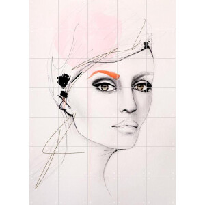 IXXI At the Time, Leigh Viner - 100 x 140 cm - Gratis ophangtool - Grote wanddecoratie en posters - Line art, Illustraties, Slaapkamer, Woonkamer