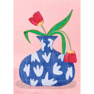 IXXI Tulpe in vase, Raissa Oltmanns - 100 x 140 cm - Gratis ophangtool - Grote wanddecoratie en posters - Illustraties, Digitale Kunst, Speels