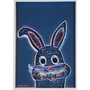 Poster Konijn nacht blauw - Dierenposter - kinderposter - kinderkamer - babykamer