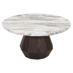 Richmond Ronde Salontafel 'Oberoy' Marmer en mangohout, 80cm