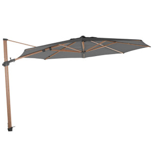 Zweefparasol Siesta premium 4 Seasons 350cm woodlook   (charcoal)