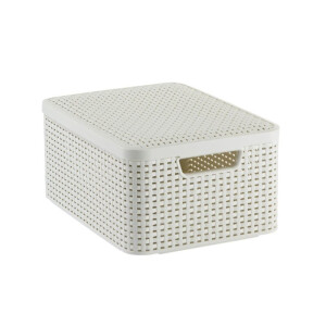Curver opbergmand met deksel middel - wit - 19x40x29 cm