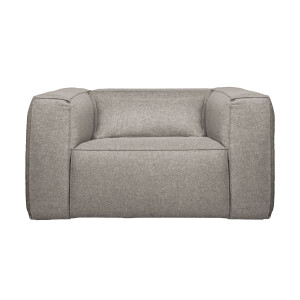 WOOOD Fauteuil 'Bean' Met Kussen, kleur Lichtgrijs Gemeleerd