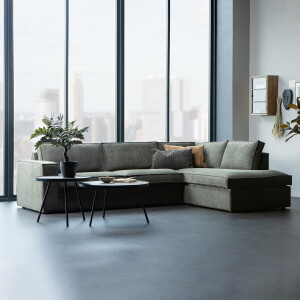 WOOOD Hoekbank 'Freddie' Rechts, Melange, kleur Warm Groen