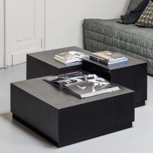 WOOOD Bijzettafel 'Pim' Essen, Set van 3 stuks, kleur zwart