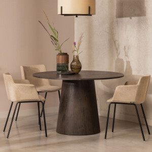 WOOOD Ronde Eettafel 'Maan' MDF, 120cm, kleur donkerbruin