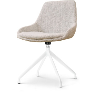 Nolon Nola-Isa Eetkamerstoel Draaibaar Beige Gemêleerd - Stof - Wit Onderstel - Design - Scandinavisch - Comfortabel