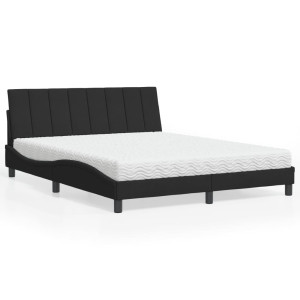 vidaXL Bed met matras fluweel zwart 160x200 cm