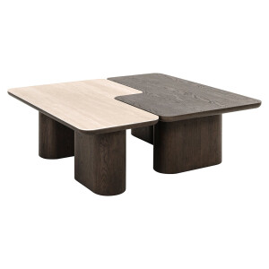 Richmond Salontafel 'Nando' Travertinlook en eiken, 115 x 110cm