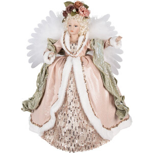 Clayre & Eef Kerstdecoratie met LED-verlichting en muziek Engel 65 cm Roze Kunststof
