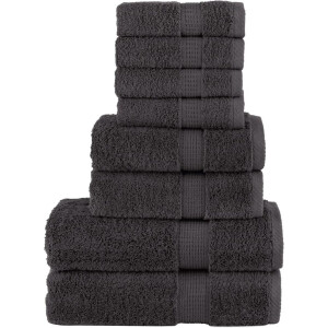 vidaXL - 8-delige - Handdoekenset - SOLUND - 600 - g/m² - antracietkleurig