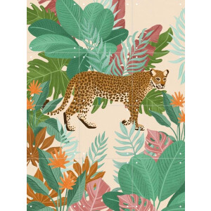 IXXI Botanic Paradise, Goed Blauw - 60 x 80 cm - Gratis ophangtool - Grote wanddecoratie en posters - Illustraties, Speels, Woonkamer, Tropisch