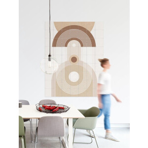 IXXI Beige Mid Century Poster No.3, Elena Ristova & Various - 60 x 80 cm - Gratis ophangtool - Grote wanddecoratie en posters - Abstract, Geometrische
