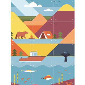 IXXI Mountains, Studio Kars + Boom - 60 x 80 cm - Gratis ophangtool - Grote wanddecoratie en posters - Kleurrijk, Illustraties, Geometrische Kunst