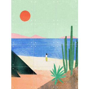 IXXI Beach Girl II, Henry Rivers - 60 x 80 cm - Gratis ophangtool - Grote wanddecoratie en posters - Minimalistisch, Illustraties, Kleurrijk