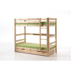 Leen Bakker - Vipack Stapelbed Pino Met Opberglades - 182x105,3x209,3 Cm - Grenenhout - Bruin