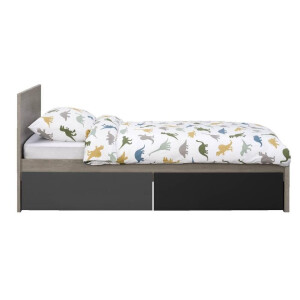 Leen Bakker - Bed Tempo Incl. Ladenset - Eikenkleur - 90x200 Cm - Spaanplaat - Grijs