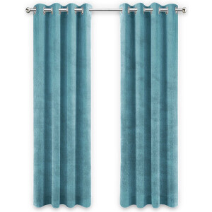 LW collection - gordijnen - kant en klaar - verduisterend - turquoise blauw velvet - fluweel - 290x245cm