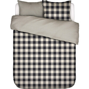 ESSENZA Chess Dekbedovertrek Antraciet - Lits-Jumeaux - 240x200/220 cm