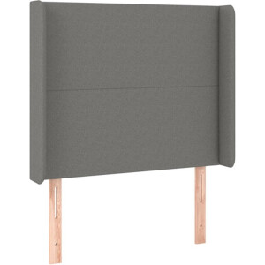 vidaXL - Hoofdbord - met - randen - 93x16x118/128 - cm - stof - donkergrijs